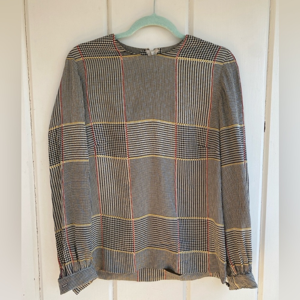 Silk houndstooth blouse